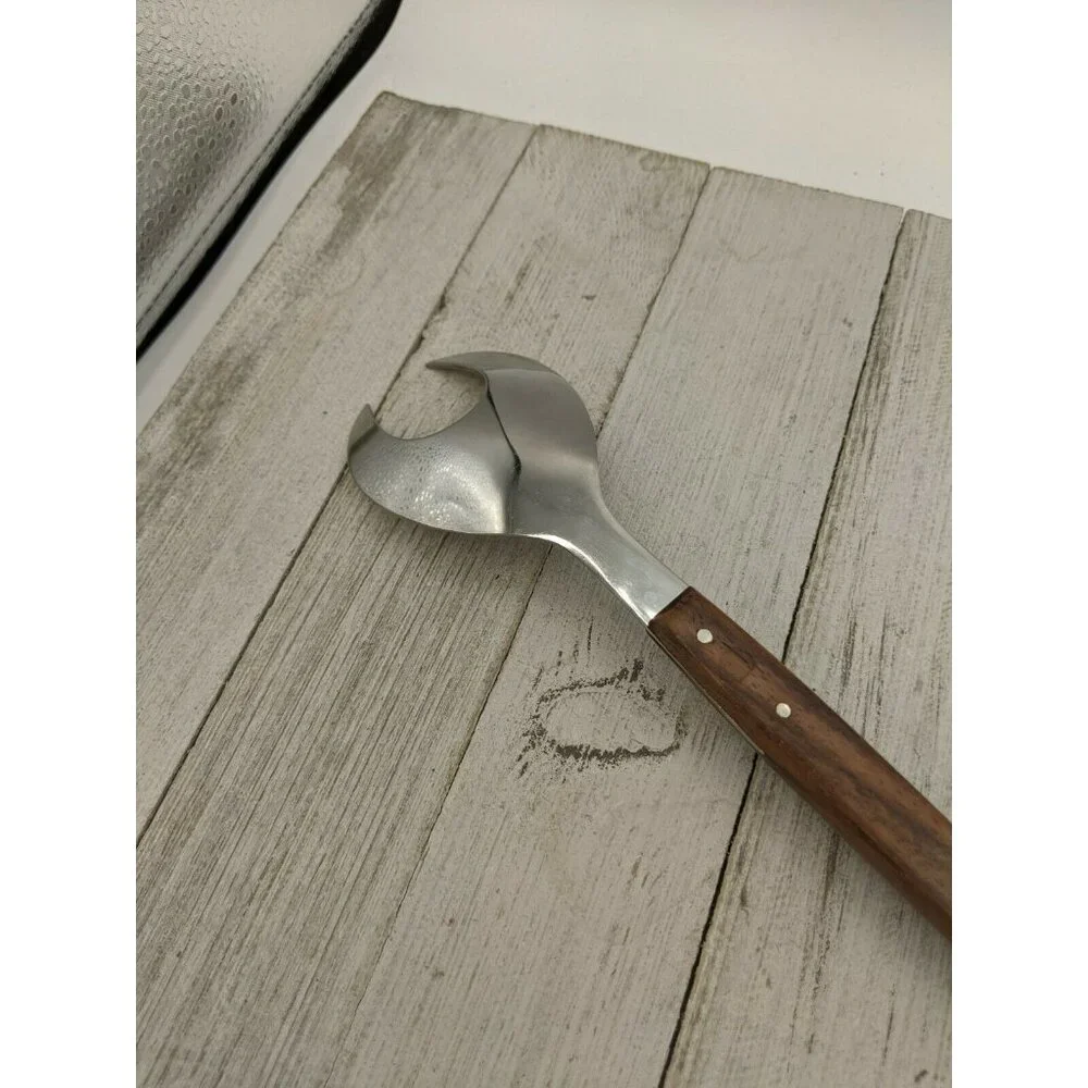 Stainless Steel Salad Server Fork with Wood Handle 13 1/4